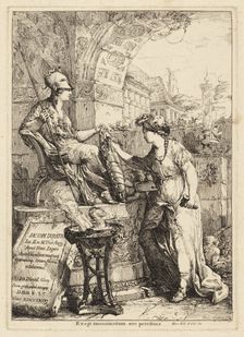 Exegi Monumentum (Art Inscribing Minerva's Shield), 1775. Creator: Giovanni David