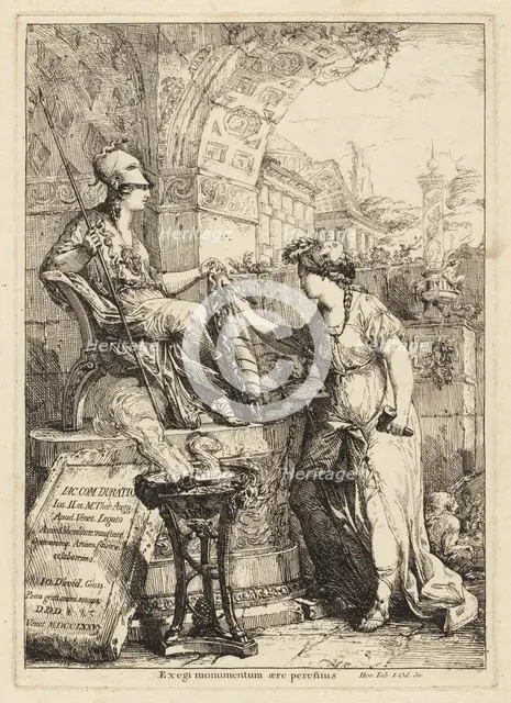 Exegi Monumentum (Art Inscribing Minerva's Shield), 1775. Creator: Giovanni David.