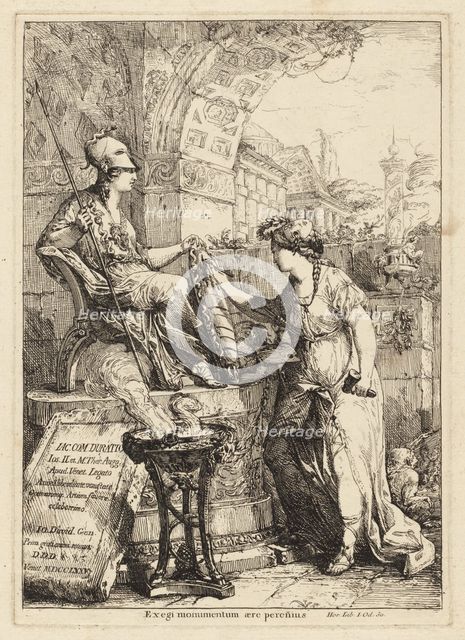 Exegi Monumentum (Art Inscribing Minerva's Shield), 1775. Creator: Giovanni David.
