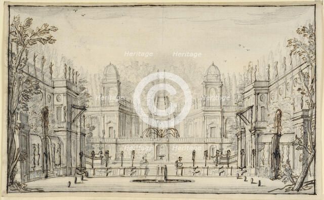 Exedra and cascade inspired by the Water Theater at Villa Aldobrandini, Frascati. Creator: Anon.