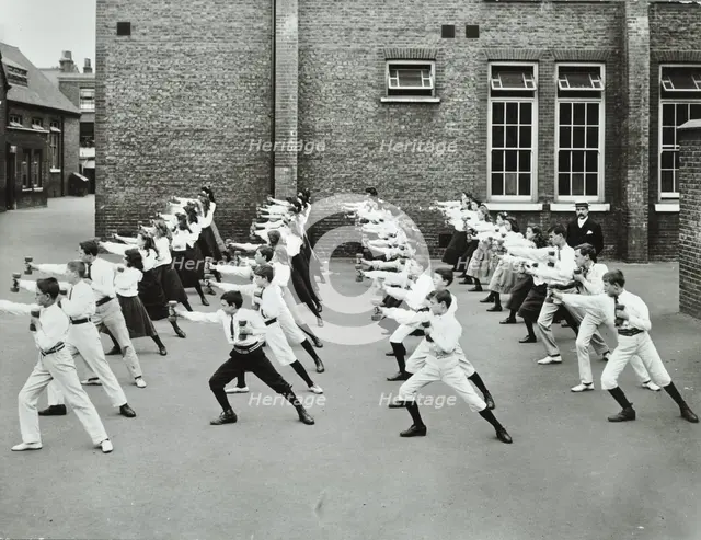 Exercise drill, Crawford Street School, Camberwell, London, 1906. Artist: Unknown.