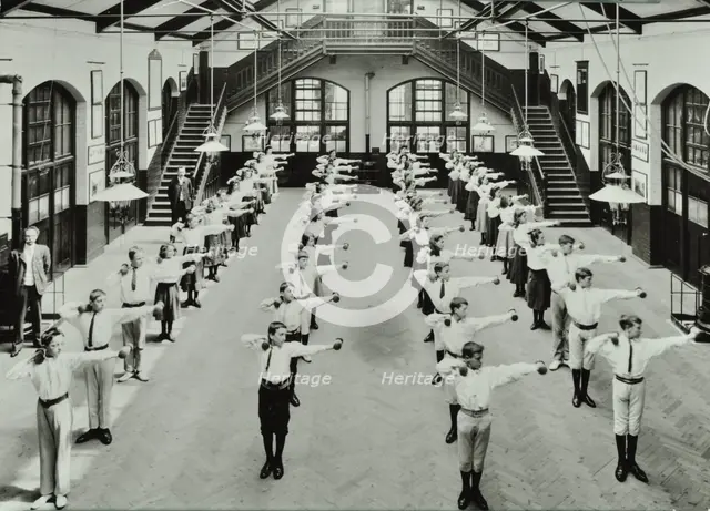 Exercise drill, Crawford Street School, Camberwell, London, 1906. Artist: Unknown.