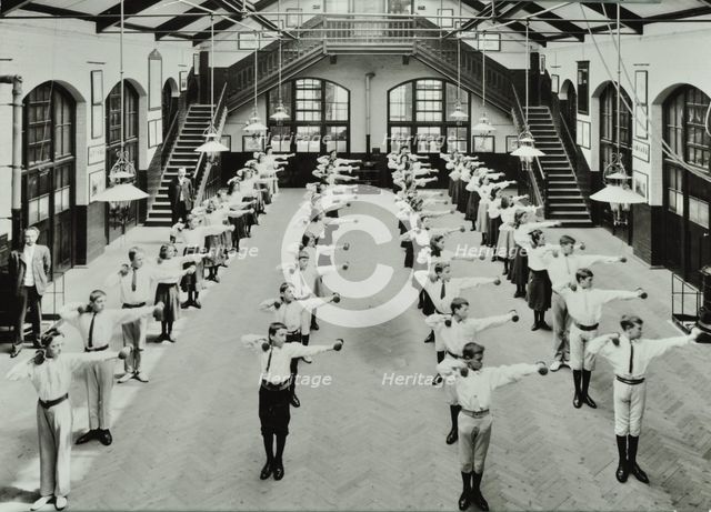 Exercise drill, Crawford Street School, Camberwell, London, 1906. Artist: Unknown.