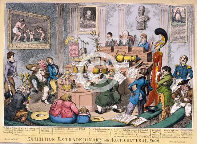 Exhibition at the Royal Horticultural Society, London, 1826. Artist: George Cruikshank