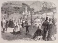Exhibition at Coachmakers Hall, Noble Street, London, 1865. Artist: Anon