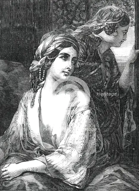 Exhibition of the British Institution - No. 2., "Medora" - painted by W. Fisher, 1850. Creator: Smith & Cheltnam.