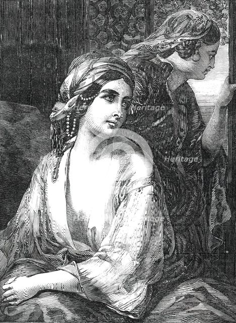 Exhibition of the British Institution - No. 2., "Medora" - painted by W. Fisher, 1850. Creator: Smith & Cheltnam.