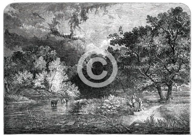 Exhibition of the National Institution - "A Woodland River" - painted by S. R. Percy, 1850. Creator: Unknown.