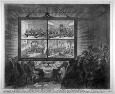 Exhibition of a democratic-transparency, - with its effect upon patriotic feelings ... 1799. Artist: James Gillray
