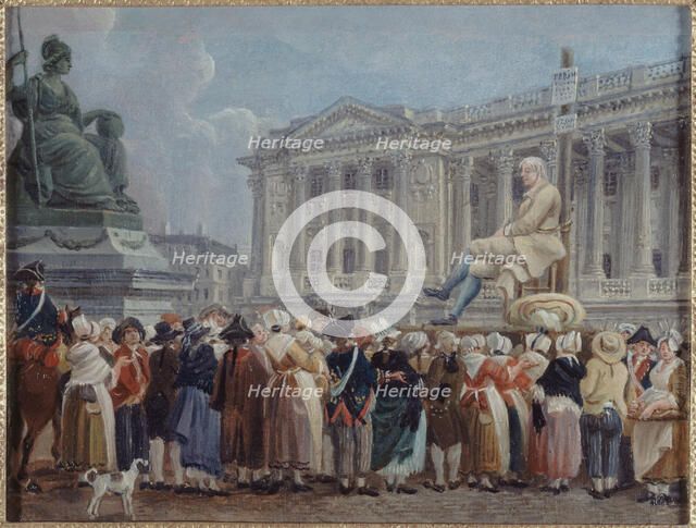 Exhibition of Pierre Nicolas Perrin in Place de la Revolution, 29 vendemiaire, year II, c1793. Creator: Pierre-Antoine Demachy.