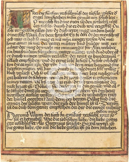 Exhortation Against Avarice, c. 1470/1475. Creator: Unknown.