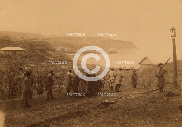 Exiled Captives Carting Manure at Korsakov Post in Southern Sakhalin, 1880-1899. Creator: Innokenty Ignatievich Pavlovsky.