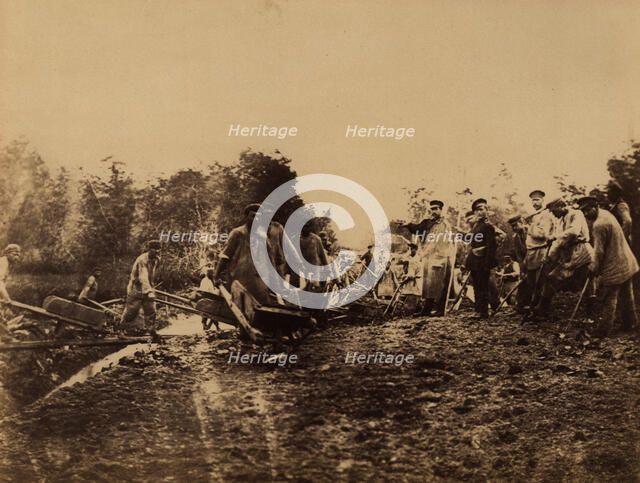 Exiled Convicts Building a Road through the Taiga, 1880-1899. Creator: Innokenty Ignatievich Pavlovsky.