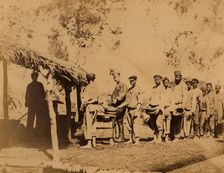 Exiled Convicts Waiting for Lunch While Working in the Taiga, 1880-1899. Creator: Innokenty Ignatievich Pavlovsky
