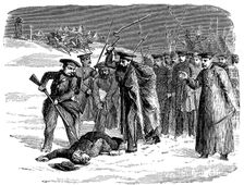 Exiled Russian prisoner being disciplined, 1874