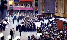 Exit of the procession of Corpus from Santa Maria del Mar, 1907, oil painting by Ramón Casas