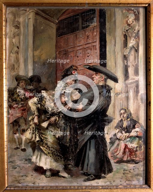 Exiting from Mass', oil by José Denis Belgrano.