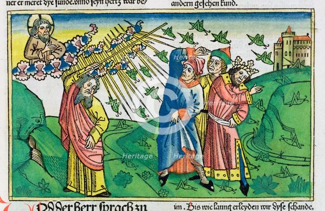 Exodus 10:1-20: the plague of the locusts, one of The Seven Plagues of Egypt. Creator: Unknown.
