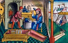 Exodus 31:2-8: Bezalel and Aholiab making the Ark of the Covenant. Creator: Unknown
