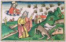 Exodus 8:20-32: Moses and the swarm of flies, one of the Seven Plagues of Egypt. Creator: Unknown