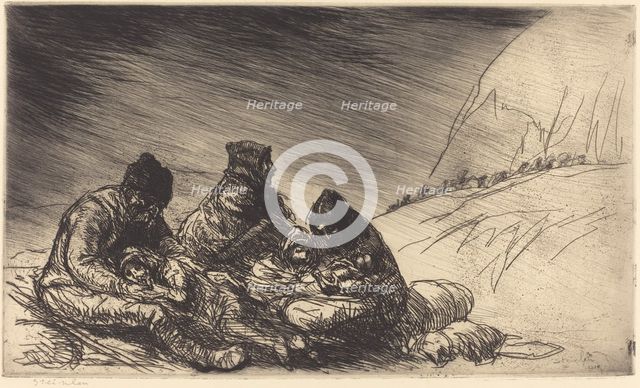 Exodus (L'exode), 1916. Creator: Theophile Alexandre Steinlen.