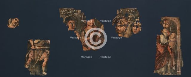 Exodus Painting, five elements from a painted hanging depicting the..., mid-2nd-mid-4th century. Creator: Unknown.