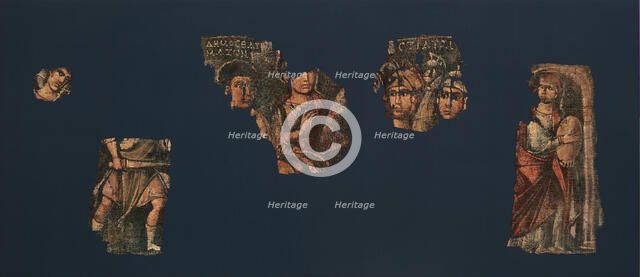 Exodus Painting, five elements from a painted hanging depicting the Crossing..., mid-2nd-mid-4th cen Creator: Unknown.