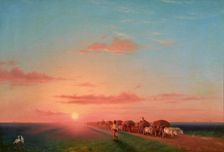 Expansive Landscape with the Ox-carts, 1858. Creator: Aivazovsky, Ivan Konstantinovich (1817-1900)