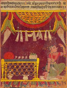 Expectant Heroine (Vasasajja), Nayika Painting Appended to a Ragamala (Garland of Melodies), c1650. Creator: Unknown