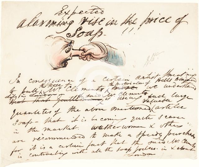 Expected--alarming rise in the price of soap!. Creator: George Cruikshank.