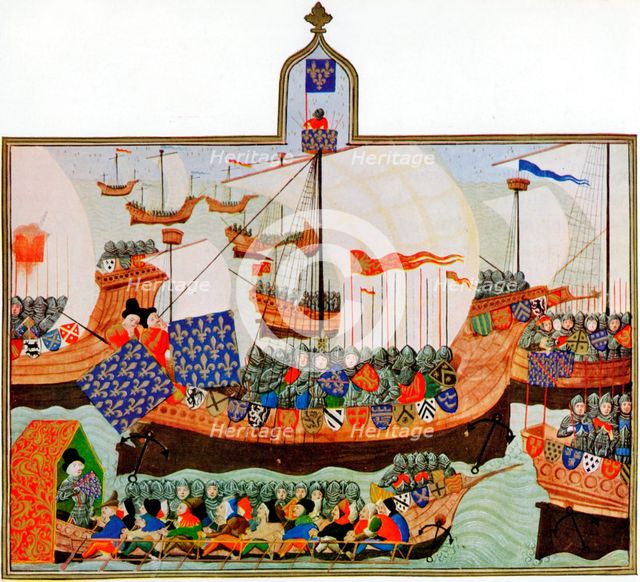 Expedition to confront African corsairs, 1390. Artist: Unknown