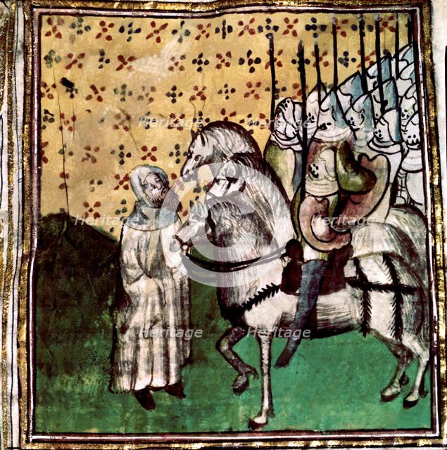 Expedition of Godfrey of Bouillon (1061-1100) to the Holy Land, detail of a miniature in 'From th…