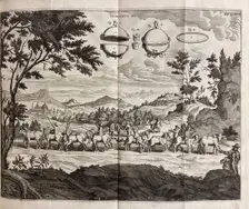 Experimenta nova. Overcoming the horror vacui with the Magdeburg Hemispheres 1672. Creator: Guericke, Otto von (1602-1684)