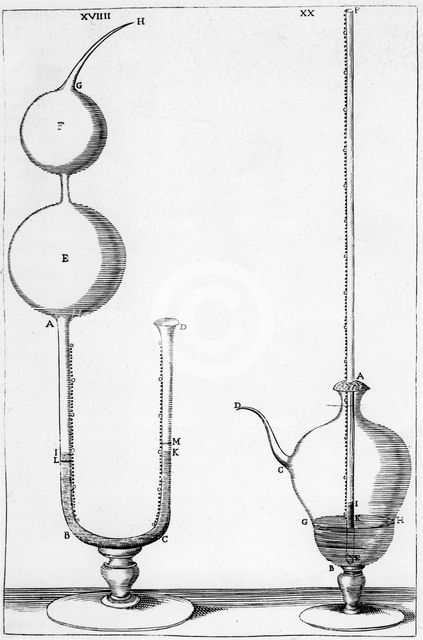Experimental barometers used by the Accademia dell Cimento, Florence, Italy, 1691. Creator: Unknown.