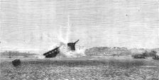 Experiments with torpedo-shells at Chatham: blowing-up of the Terpsichore by a 75-pounder, 1865. Creator: Unknown