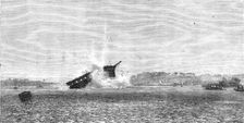 Experiments with torpedo-shells at Chatham: blowing-up of the Terpsichore by a 75-pounder, 1865. Creator: Unknown