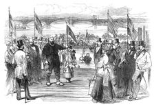 Experiments with new life-saving apparatus on the Thames, 1869. Creator: Unknown