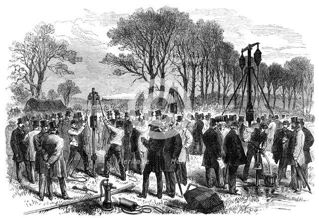 Experiments with Norton's Patent Tube-Wells, used by our army in Abyssinia, 1868. Creator: Unknown.