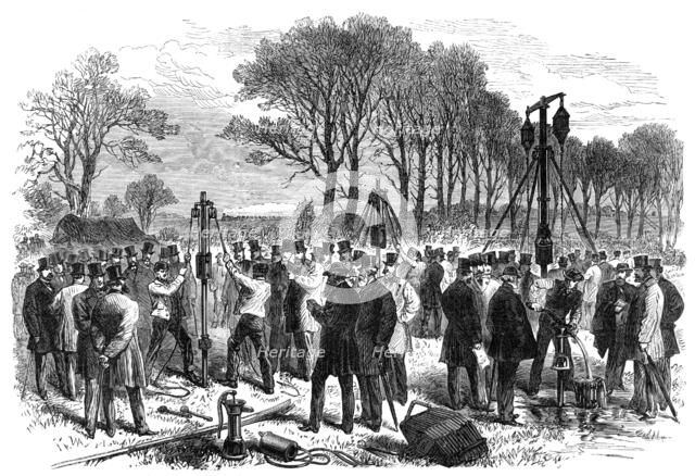 Experiments with Norton's Patent Tube-Wells, used by our army in Abyssinia, 1868. Creator: Unknown.