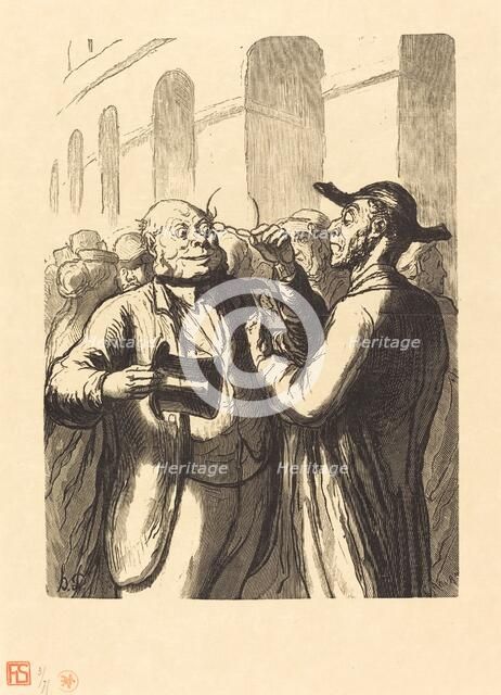 Exposition universelle: L'Inspection des photographies aux tourniquets, 1867. Creator: Charles Maurand.