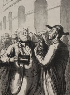 Exposition universelle: Linspection des photographies aux tourniquets.... Creator: Honoré Daumier (French, 1808-1879)