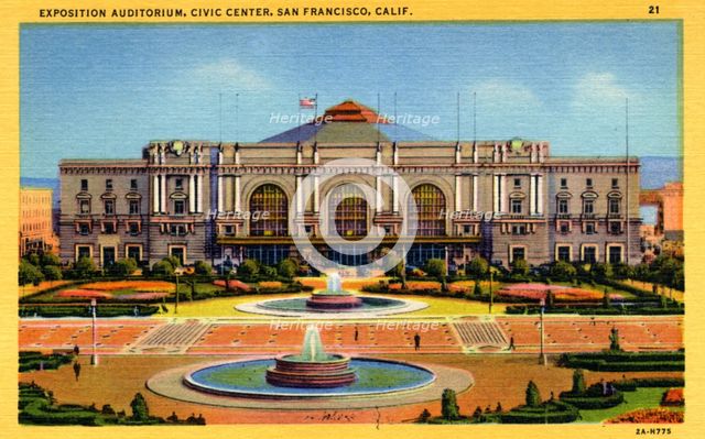 Exposition Auditorium, Civic Center, San Francisco, California, USA, 1932. Artist: Unknown