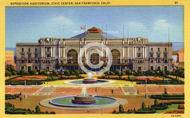 Exposition Auditorium, Civic Center, San Francisco, California, USA, 1932. Artist: Unknown