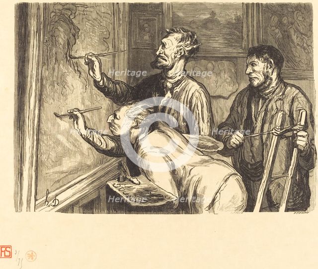 Exposition de peinture de 1868 - Le dernier coup de pinceau, 1868.  Creator: Etienne Carjat.