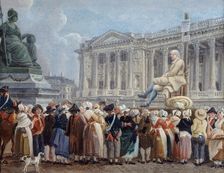 Exposition de Pierre Nicolas Perrin sur la place de la Révolution, le 29 vendémiaire, c. 1793. Creator: Demachy, Pierre-Antoine (1723-1807)