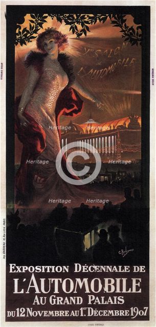 Exposition décennale de l'Automobile au Grand Palais, 1907. Artist: Rochegrosse, Georges Antoine (1859-1938)