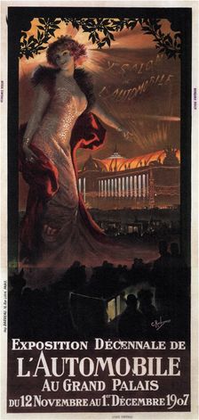 Exposition décennale de l'Automobile au Grand Palais, 1907. Artist: Rochegrosse, Georges Antoine (1859-1938)