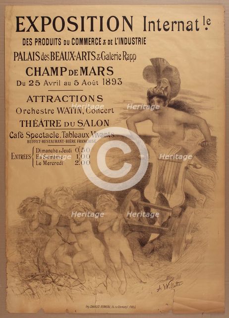 Exposition Internationale des produits du commerce et de l'industrie, 1893, 1893. Creator: Willette, Adolphe (1857-1926).
