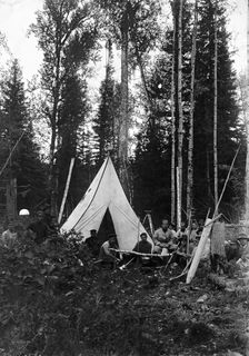 Explorer's Camp in the Taiga, 1909. Creator: Dorozhno-Stroitel'nyi Otdel