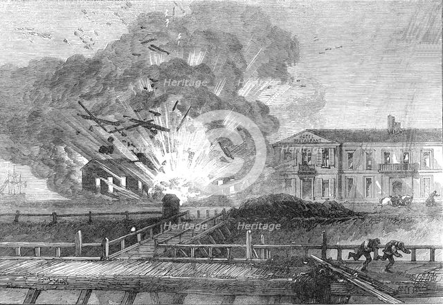 Explosion of a cartridge factory at Dunkirk, 1871. Creator: Unknown.